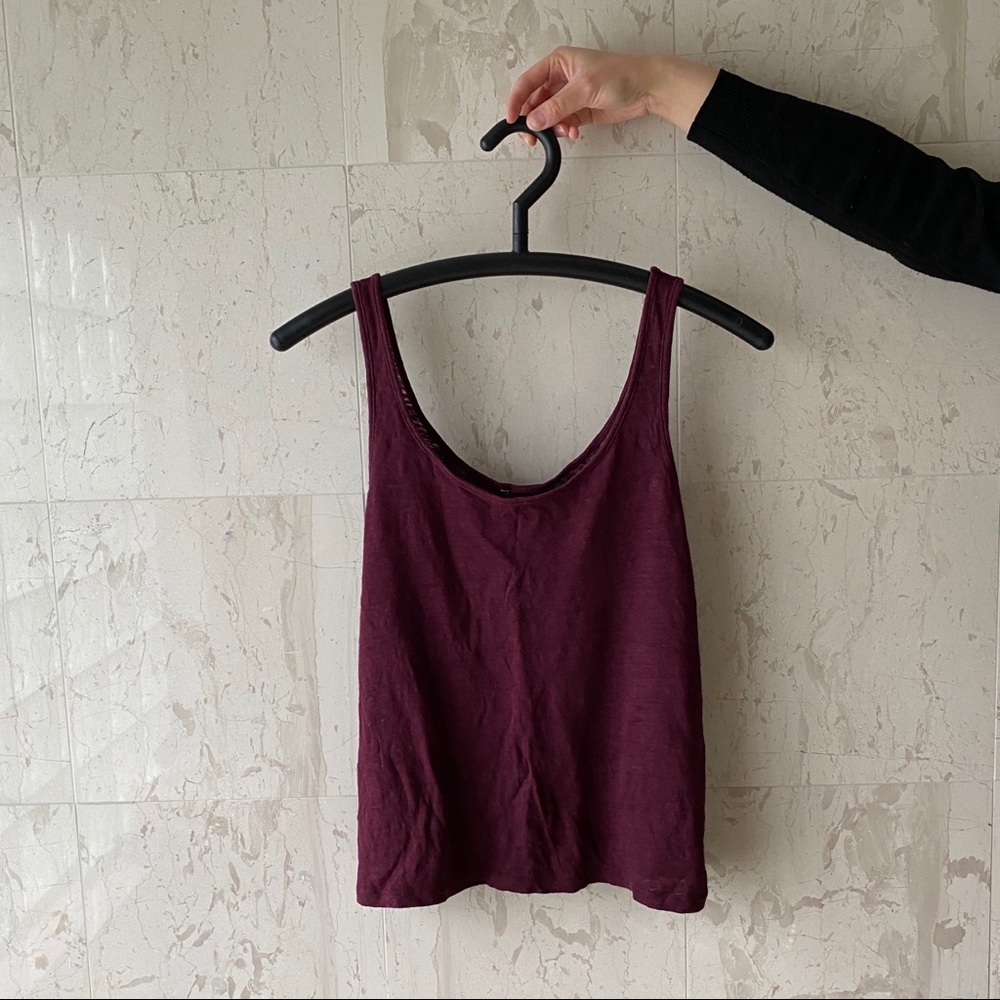 Burgundy scoop tank top